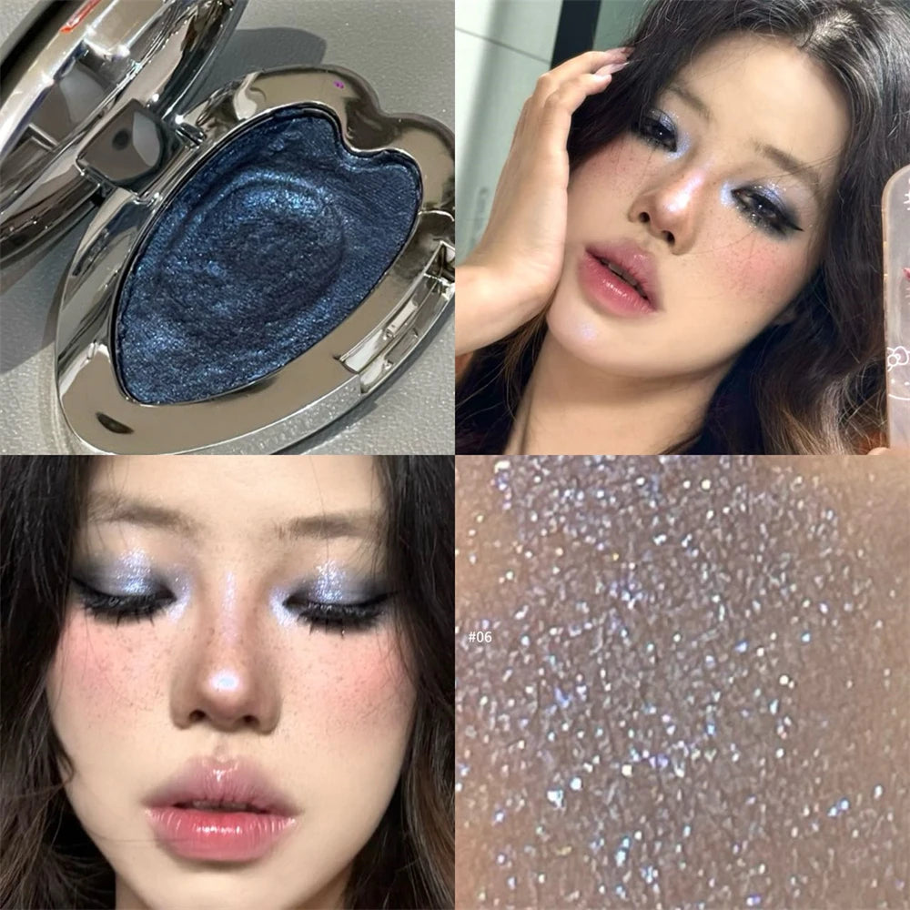 Smoked Punk Green Pearl Eyeshadow Diamond Metallic Brighten Mashed Potato Glitter Highlighter Plate Makeup Sparkling Chameleon Zpaxo 06
