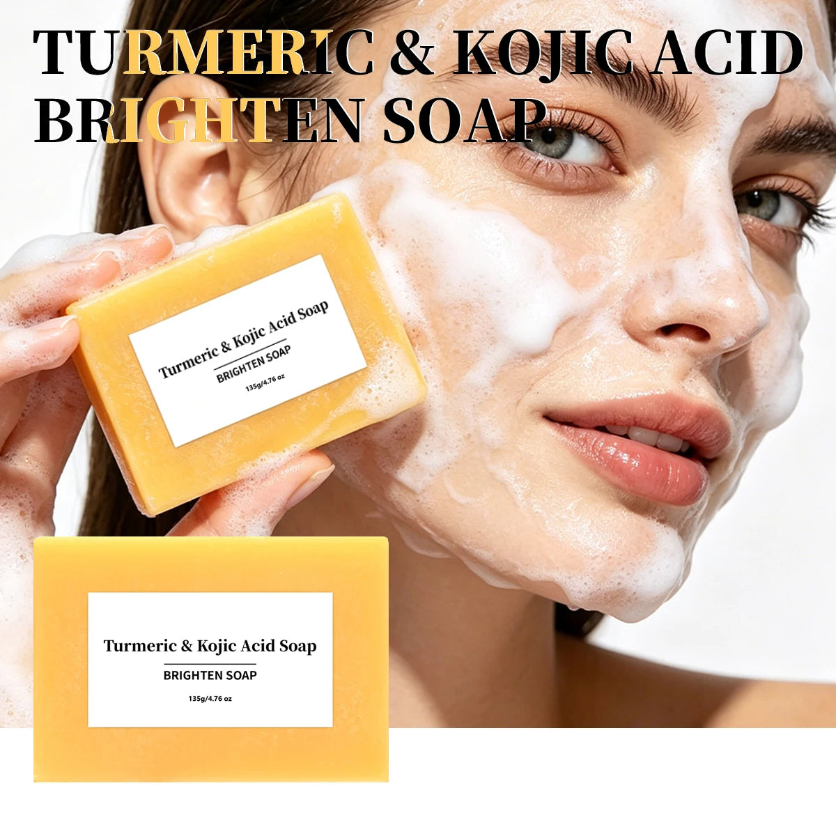 Turmeric Kojic Acid Soap – Brightening & Moisturizing Bar Handmade Soap Bar Zpaxo 135g 135g
