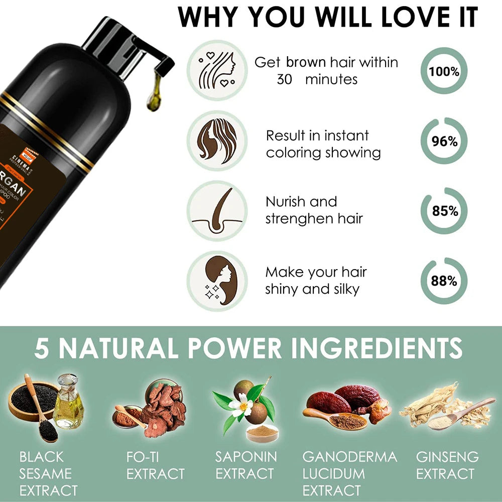 420ml Hair Dye,3-in-1 Hair Dye Shampoo Rapid Hair,Cleansing & Moisturising,Smoothing Black Hair Coloring Shampoo,Hair Care Zpaxo