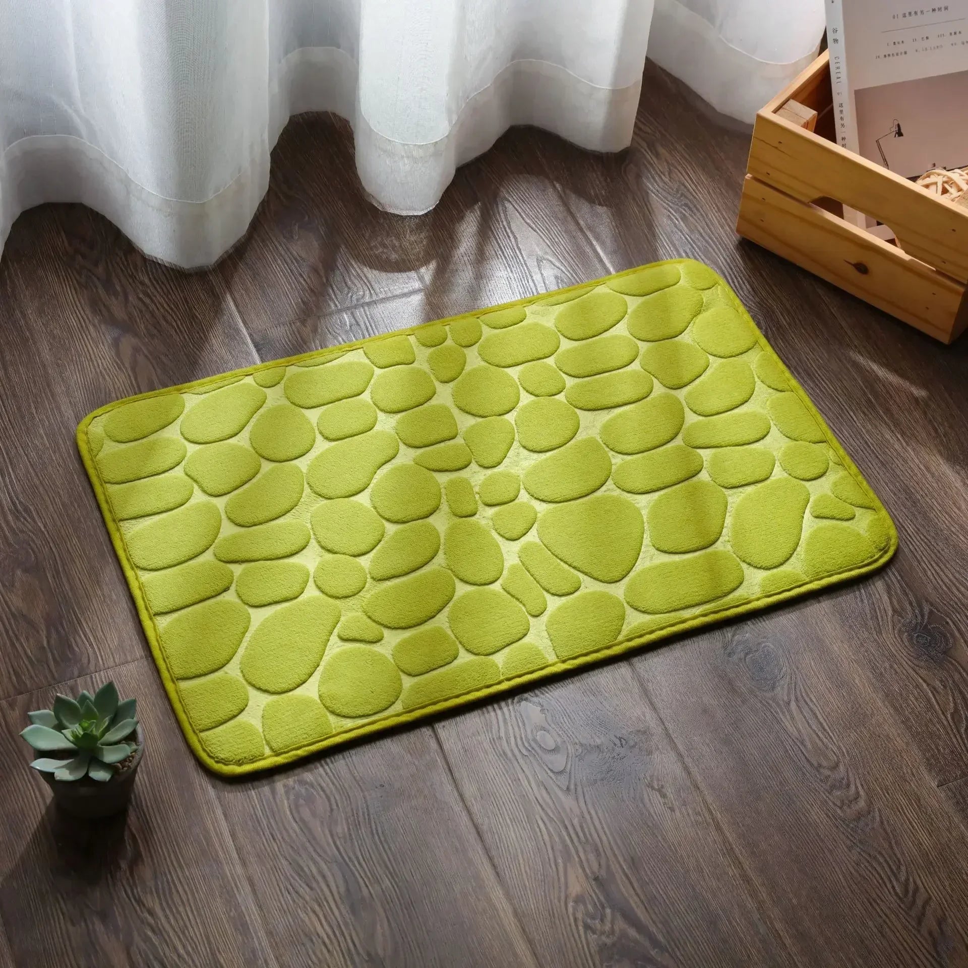 Non Slip Bathroom Absorbing Bath Mat Cobblestone Embossed Mat Floor Rug Shower Room Doormat Memory Foam Cobblestone Mat 40X60CM Zpaxo Green