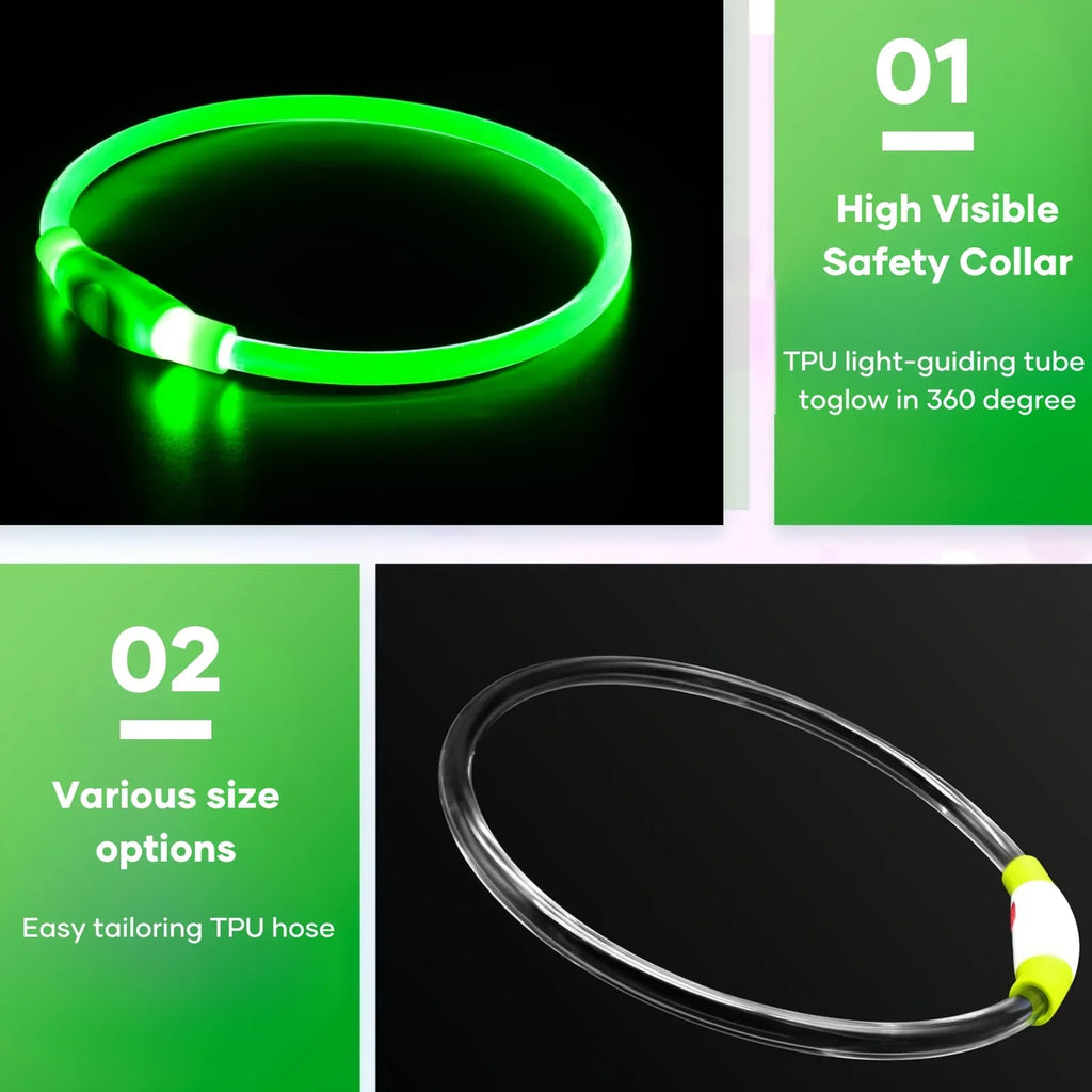 Pet Dog LED Light Collar Luminous Anti-lost USB Charging Necklace