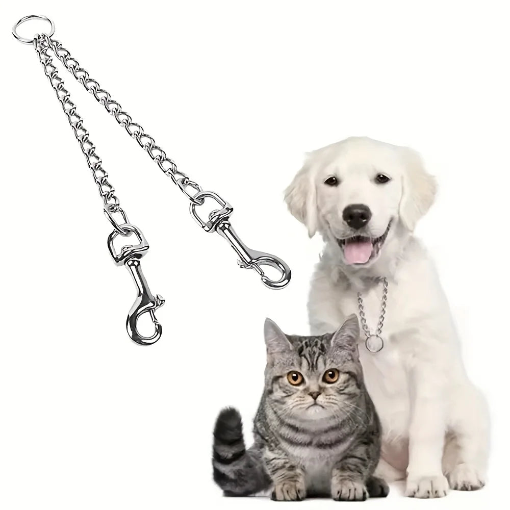 2 Dogs Leash Heavy Duty Stainless Steel Double Dog Coupler Twin Lead Zpaxo