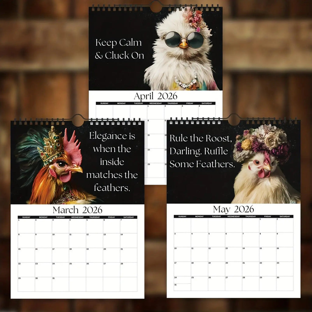 2026 Wall Calendar Natural Hen Themed Funny Gag Chicken Lovers