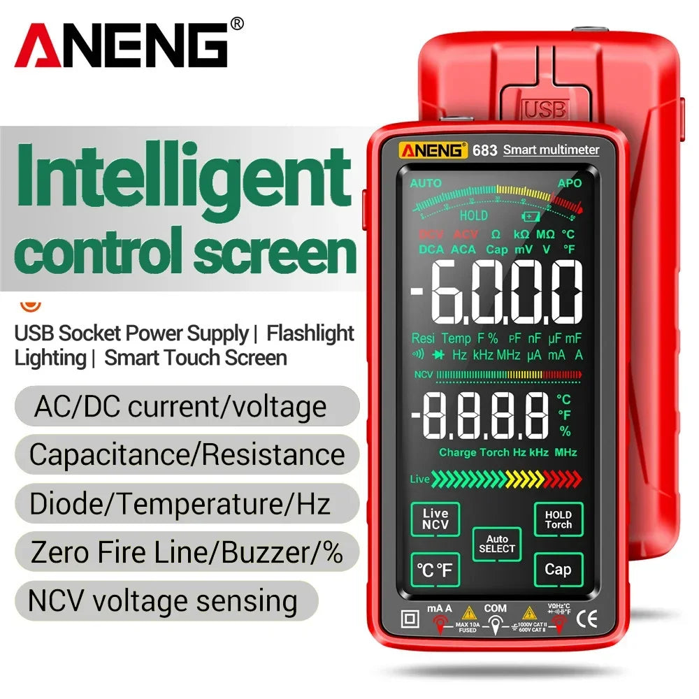 ANENG 683 Smart Multimeter Counts Multimetro Test Multitester AC DC
