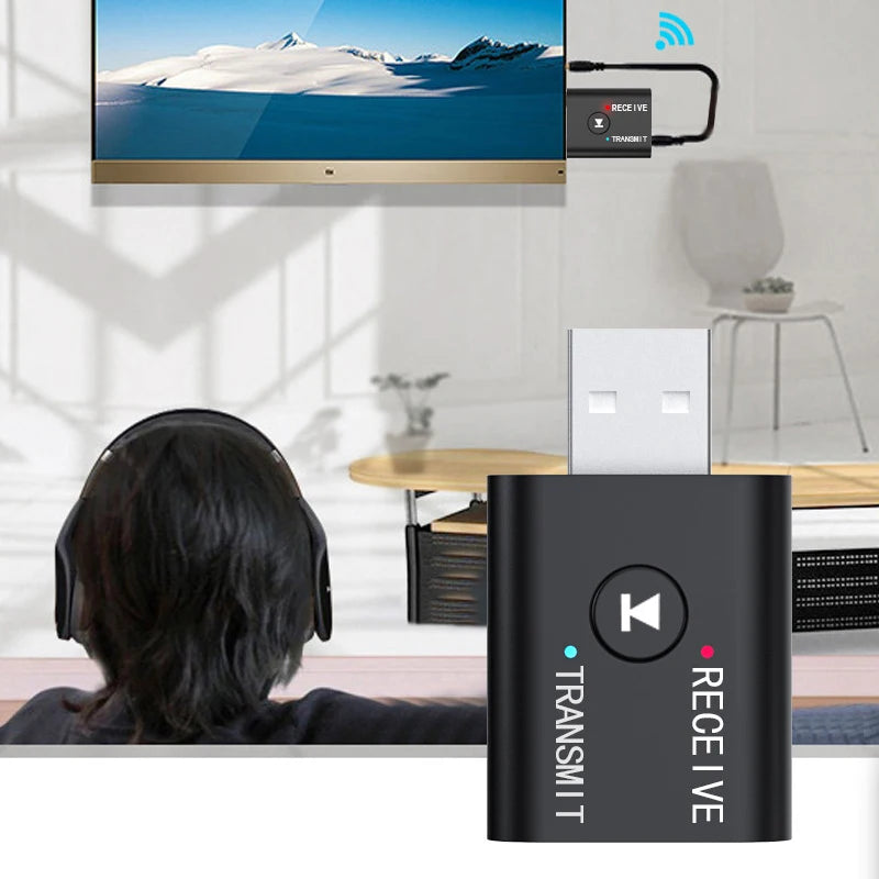 Bluetooth 5.0 USB Transmitter & Receiver – 3.5mm AUX for TV & Car