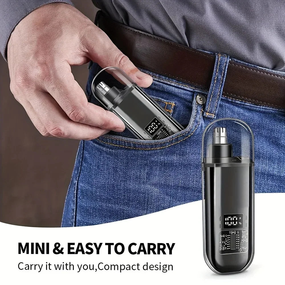 USB Rechargeable Nose & Ear Hair Trimmer for Men, Portable Mini Compact Design with Fast Charge, Electric Grooming Kit Zpaxo