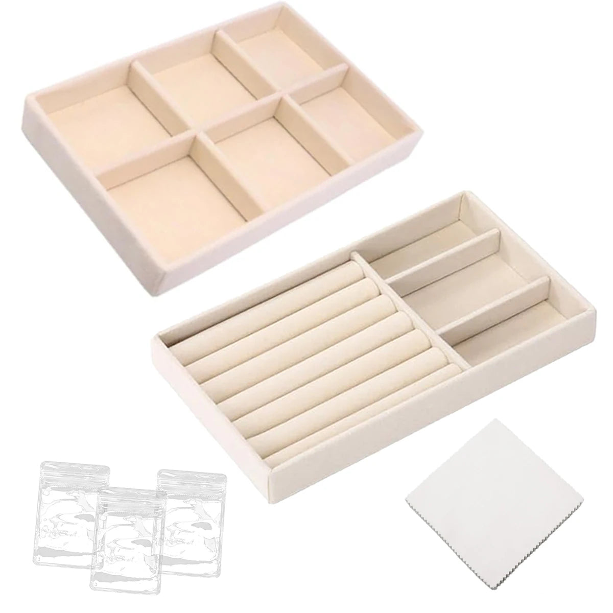 Velvet Jewelry Display Tray Set – Ring, Earring & Necklace Organizer