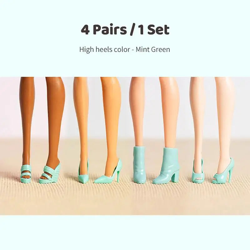4 Pairs Doll Heels Ankle Boot Supermodel Similar Foot Shape Wearable Zpaxo Green