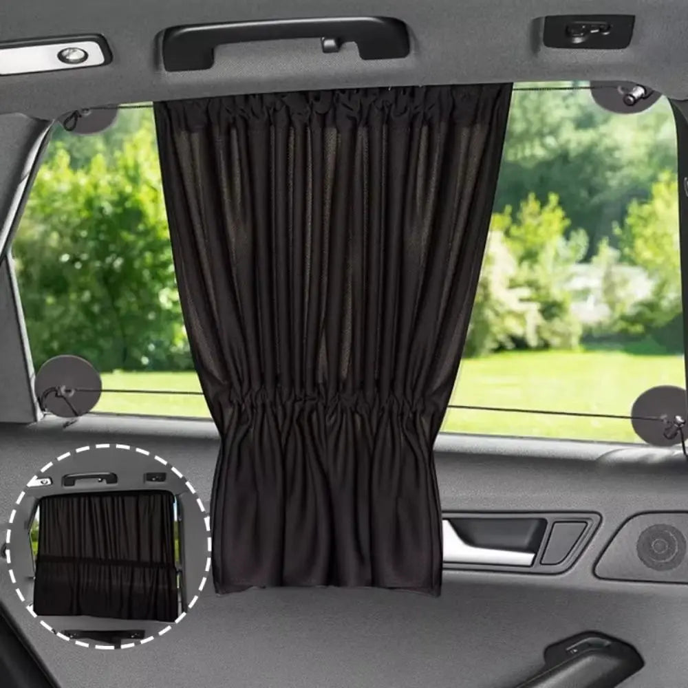 2Pcs With Suction Cup Car Curtain Heat Insulation Hanging Type Car Sunshade Sun Protection Side Window Curtain Zpaxo