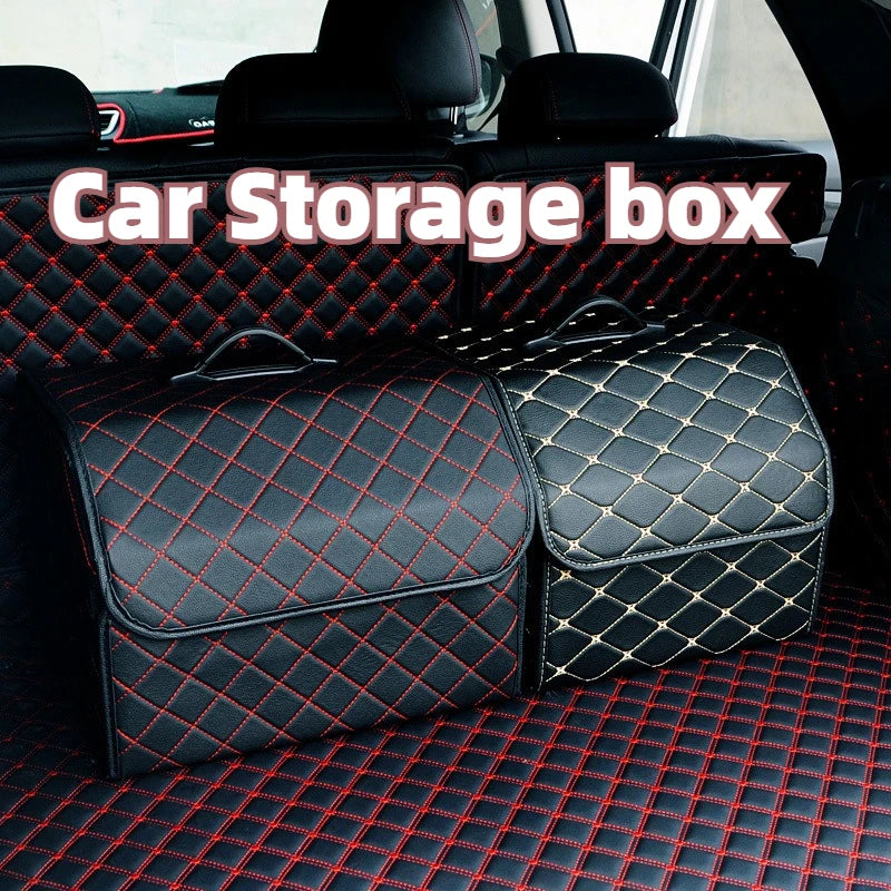 Collapsible Car Trunk Organizer with Lid | PU Leather Storage Box Car Trunk Organizer Zpaxo