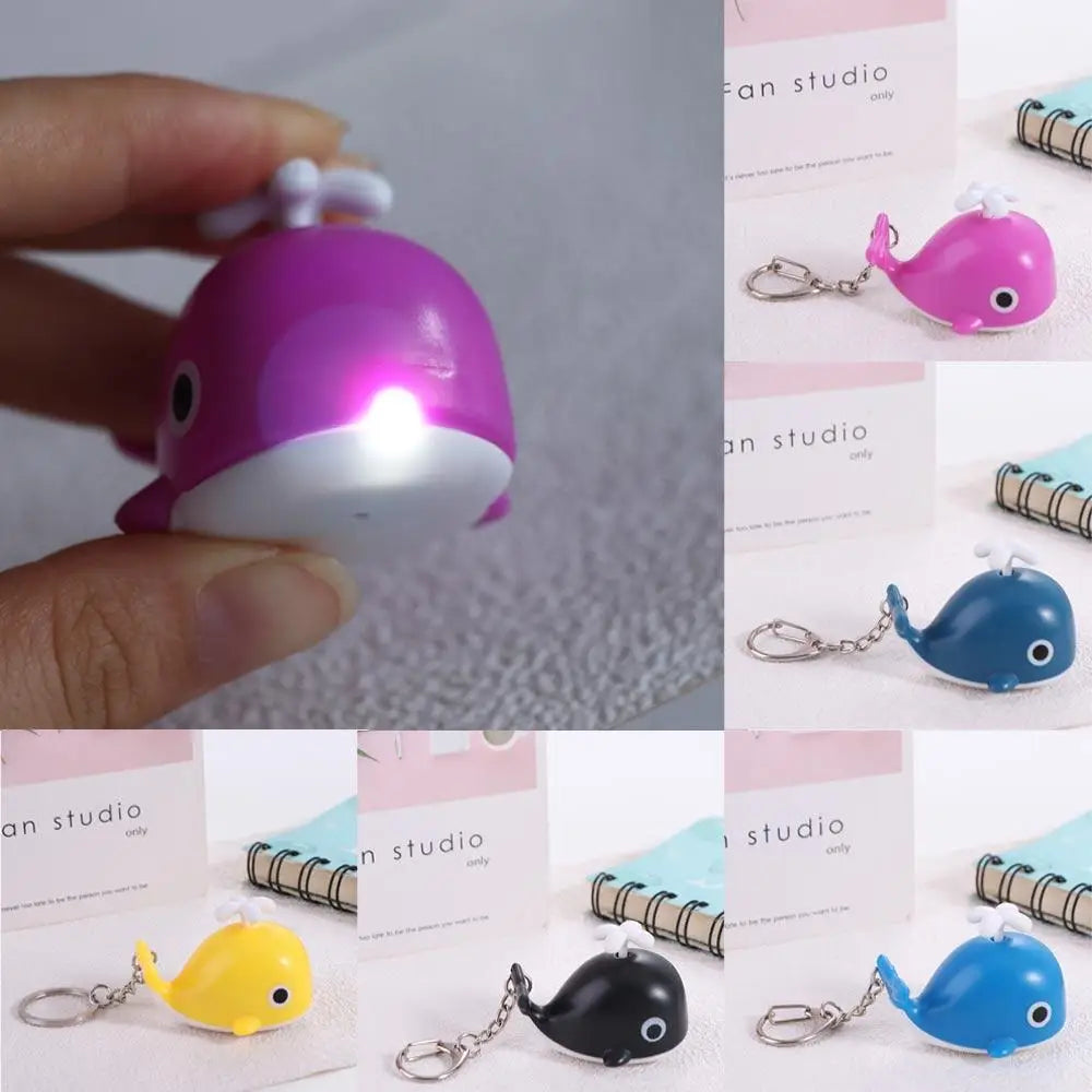 Creative Sounds Light Sea Whale Keychain with Sound Flashlight LED Whale Keyring Cartoon Luminous Animal LED Keychain Small Gift Zpaxo