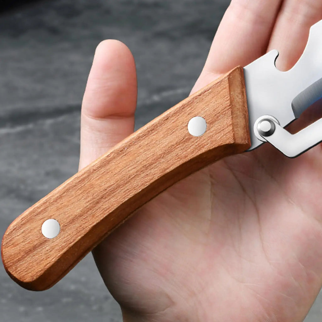 Kitchen Peeler Stainless Steel Multi-Function Kitchen-Specific Peeler for Slicing Fruit and Vegetables with Wooden/ Steel Handle Zpaxo