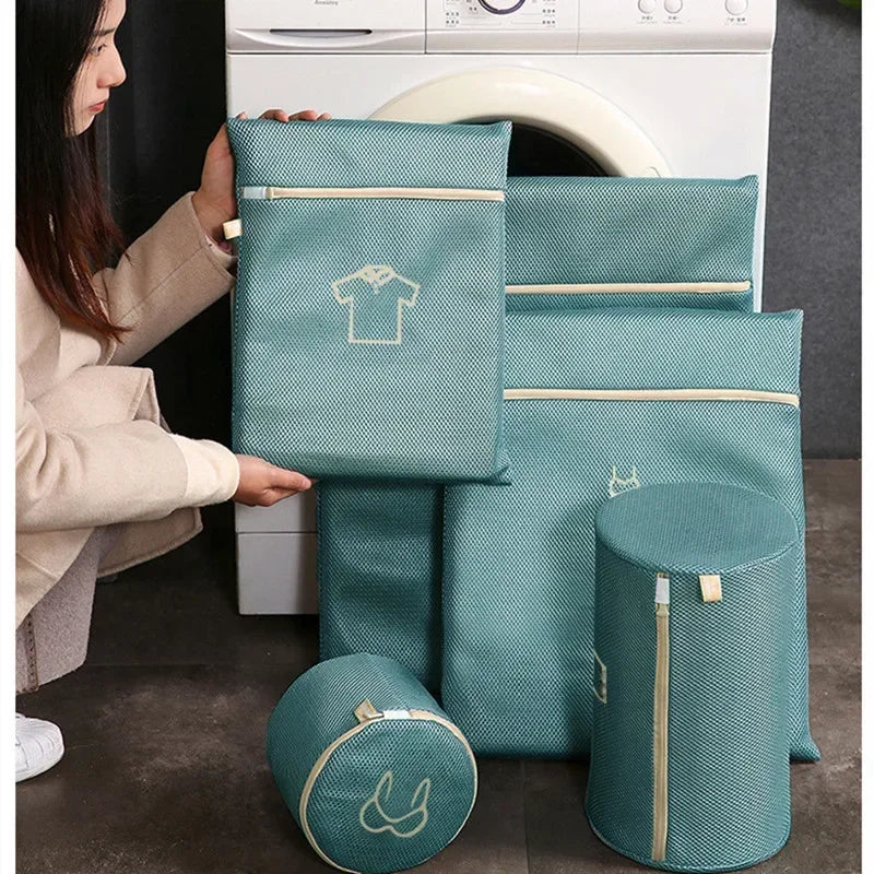 6 Size Embroidery Washing Machine Laundry Lingerie Bag Underwear Bra Socks Wash Net Large Capacity Clothes Storage Organizer Zpaxo