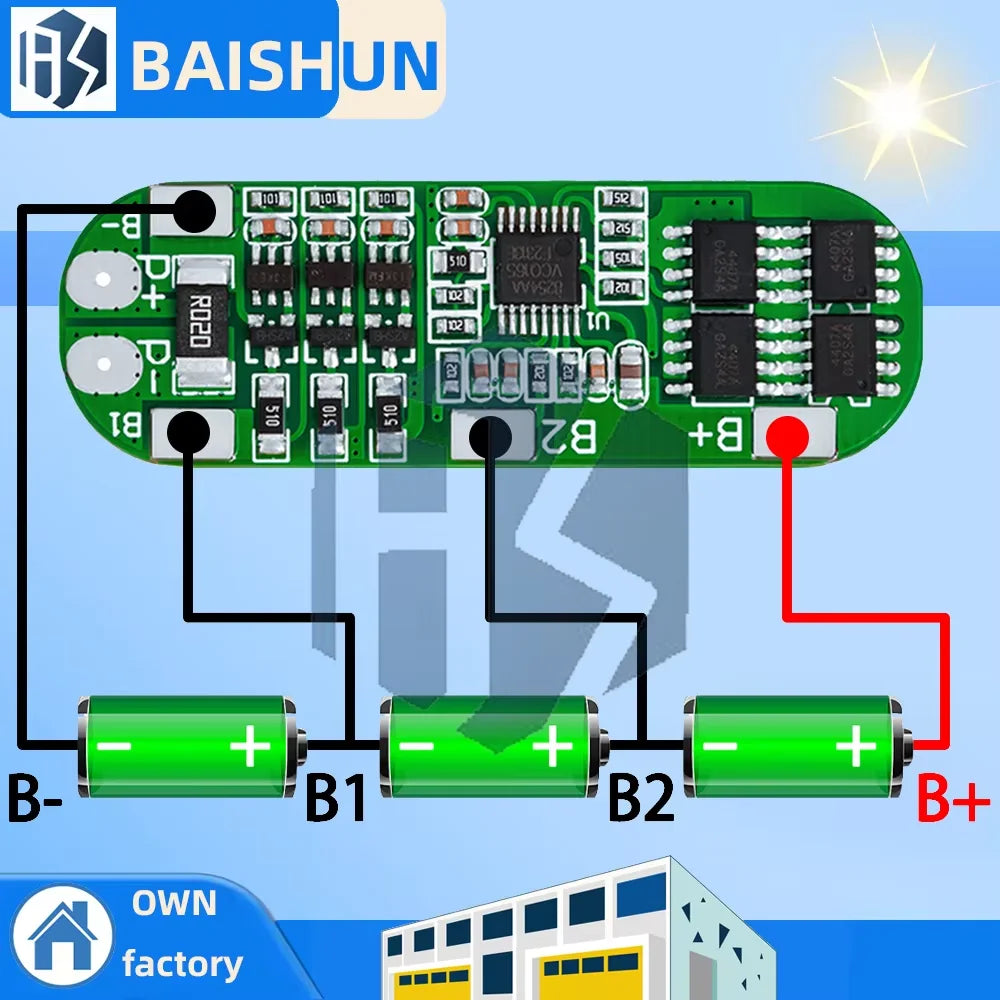 1PCS 3S 10A 12V Lithium Battery Charger Protection Board Module for 3pcs 18650 Li-ion Battery Cell Charging BMS 11.1V 12.6V NEW Zpaxo