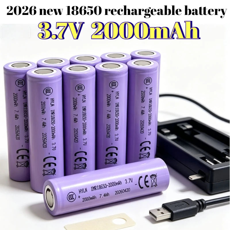 2026 New 18650 Battery 3.7V 2000mAh Li-ion Rechargeable Battery Is Suitable for Toys, Flashlights, Tool Batteries, Etc. Zpaxo