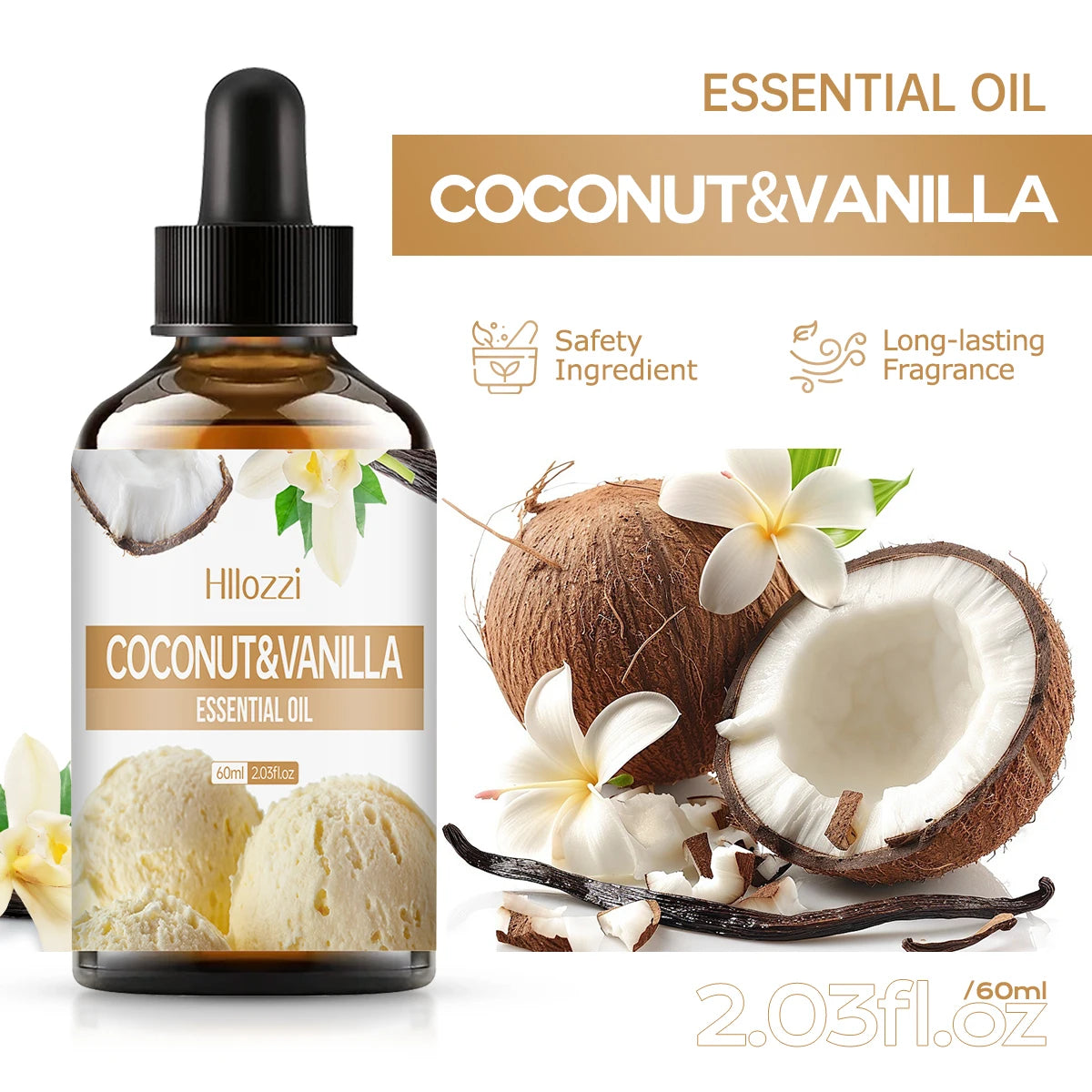 Coconut Vanilla Essential Oil Long-lasting Fragrance Aromatherapy Zpaxo