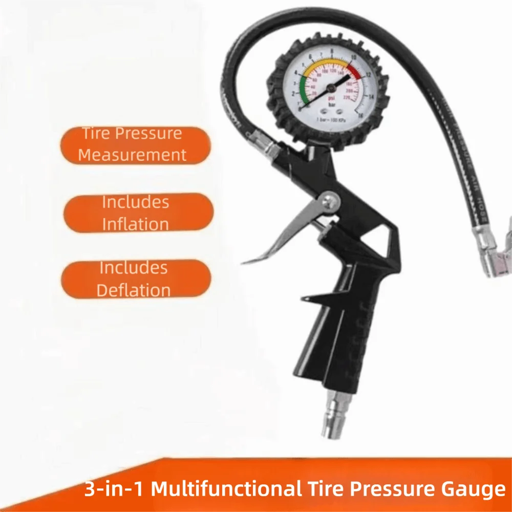 220PSI Tire Air Pressure Inflator 0-16Bar LCD Digital Display Tire Air Pressure Gauge Quick Inflation Multifunctional Zpaxo