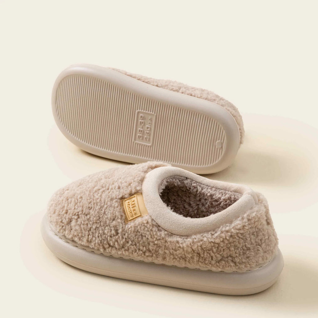 All-in-one Plush Slippers Women Non-slip Indoor Winter House Shoes
