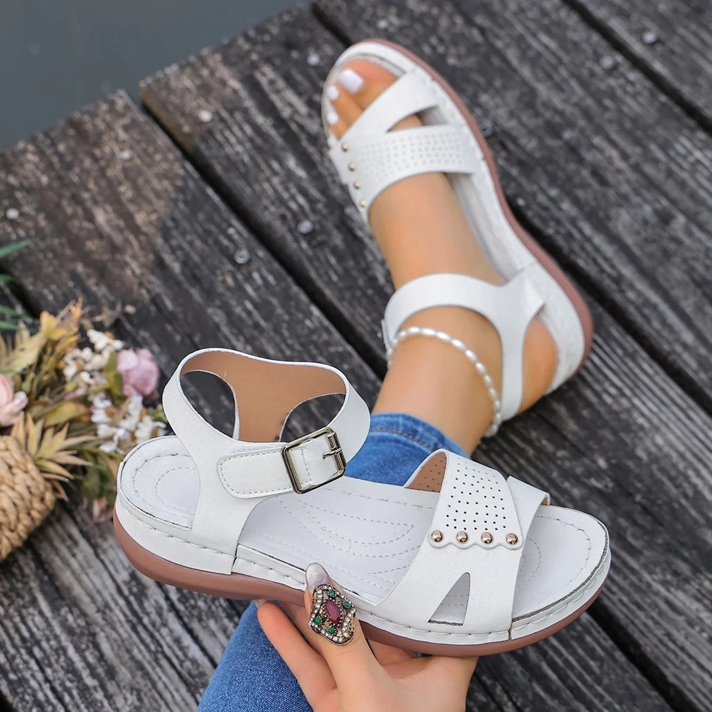 Summer Women Flat Sandals Outdoor Comfortable Ladies Shoes Plus Size Comfortable Women Shoes Lightweight Wedge Sandals Ladies Zpaxo WHITE 36