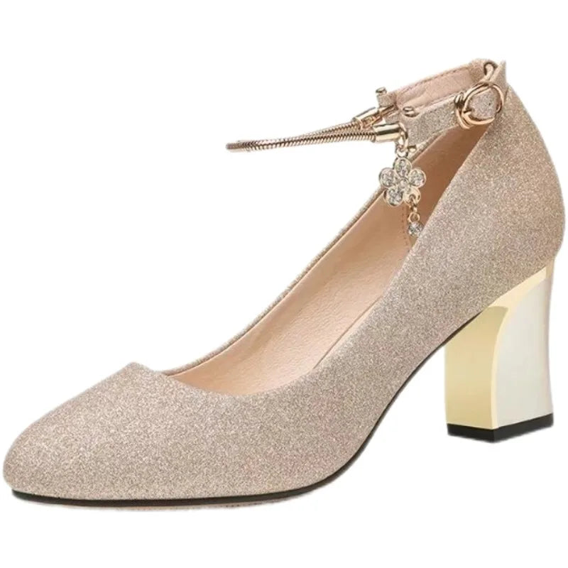 Trend Women Wedding Heel Shoes Luxury Elegant Spring Ankle Strap Zpaxo