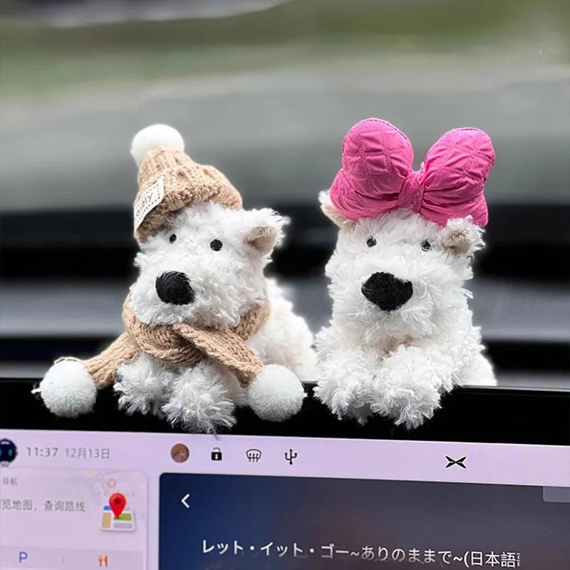 Car Dog Plush Toy Car Dashboard Decoration Switch Cover Automotive Interior Accessory In-Car Center Console Ornament