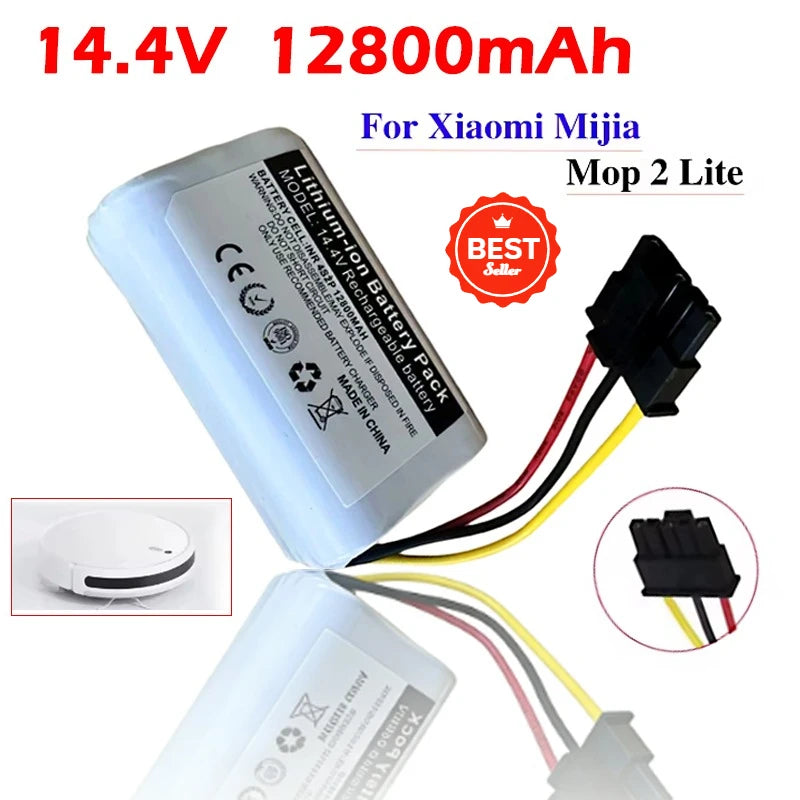 100% New Original 14.4V 12800mAh Rechargeable Li-ion Battery Pack for Xiaomi Mijia Mi Robot Vacuum Mop 2 Lite MJSTL Zpaxo
