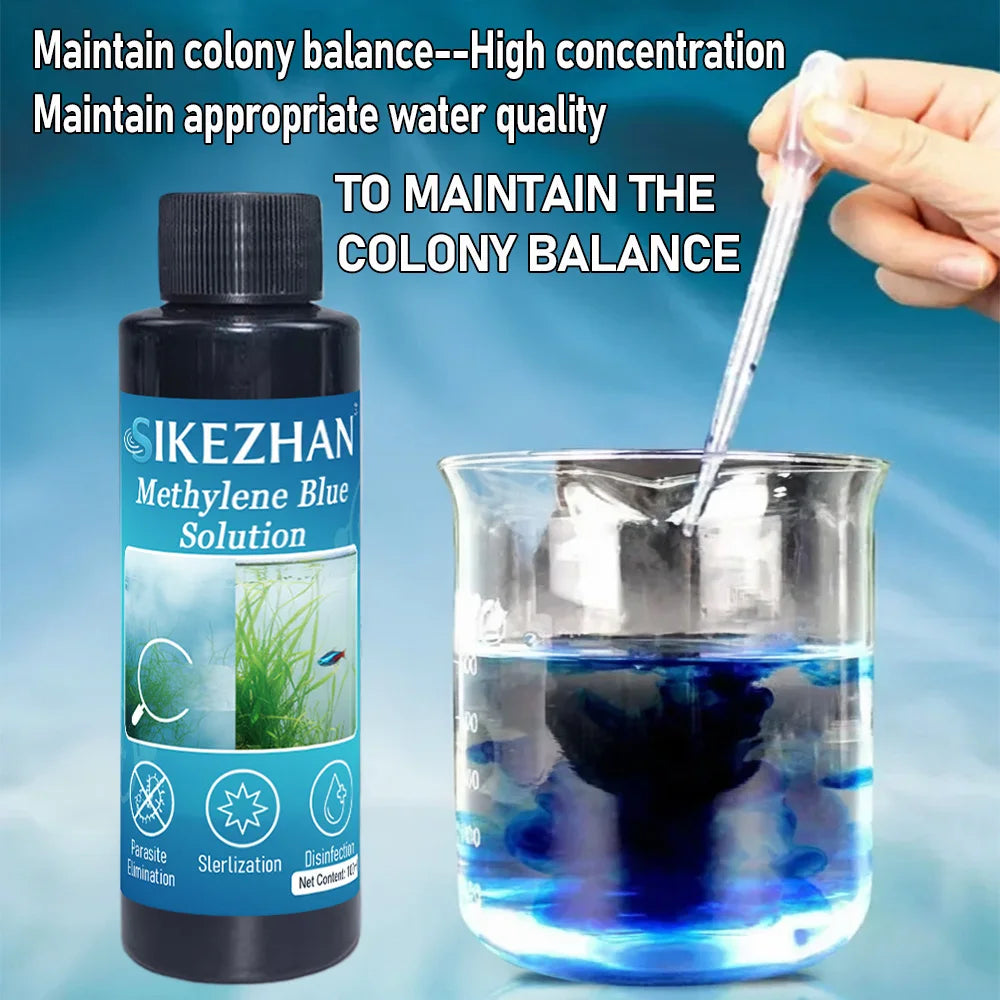 101ml Methylene Blue Solution Ornamental Fish for Aquarium Removal of White Spots and Fish Disease Medicine Koi Goldfish Betta Zpaxo