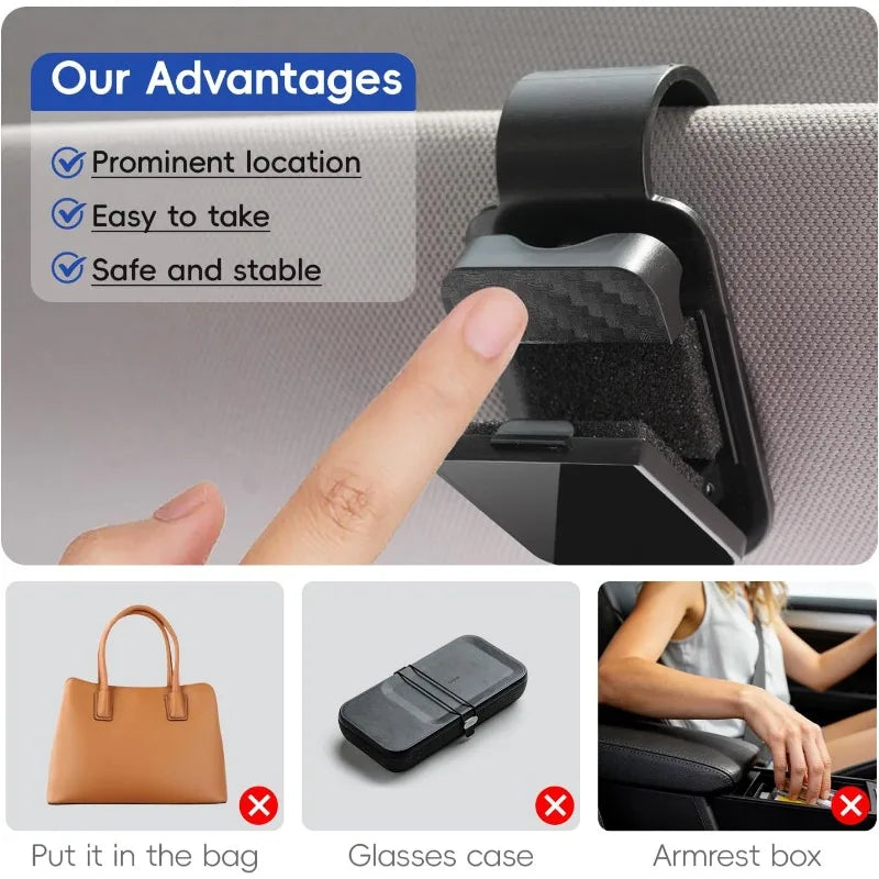 Car Sun Visor Sunglasses Clip Holder & Card Organizer