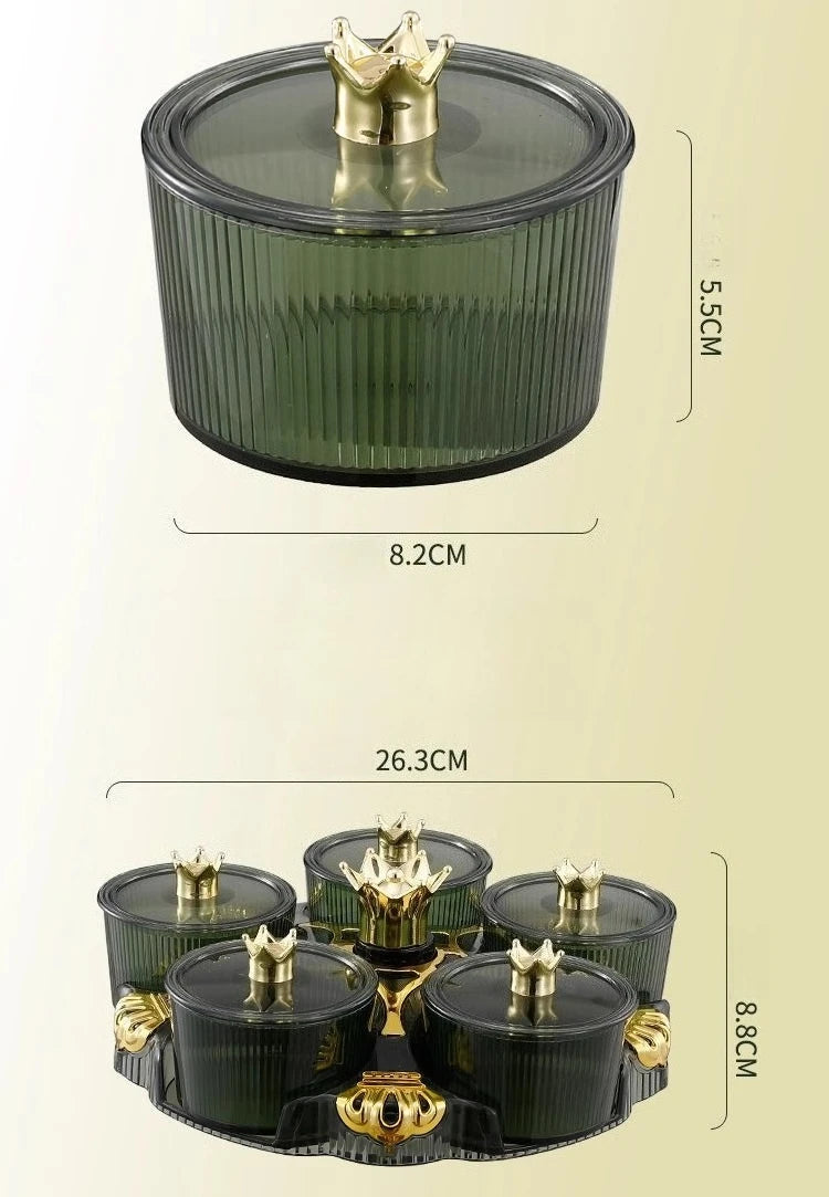 Rotating fruit tray living room household dust cover tea table snack tray dried fruit and nut tray candy box hospitality storage Zpaxo