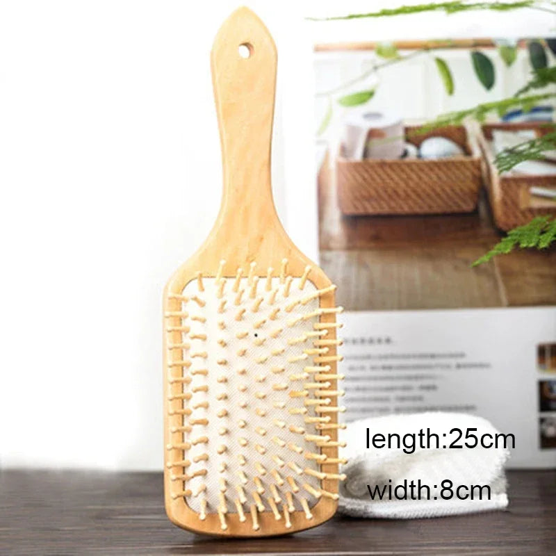 Wood Comb Professional Healthy Paddle Cushion Hair Loss Massage Brush Hairbrush Comb Scalp Hair Care Healthy bamboo comb Zpaxo Big