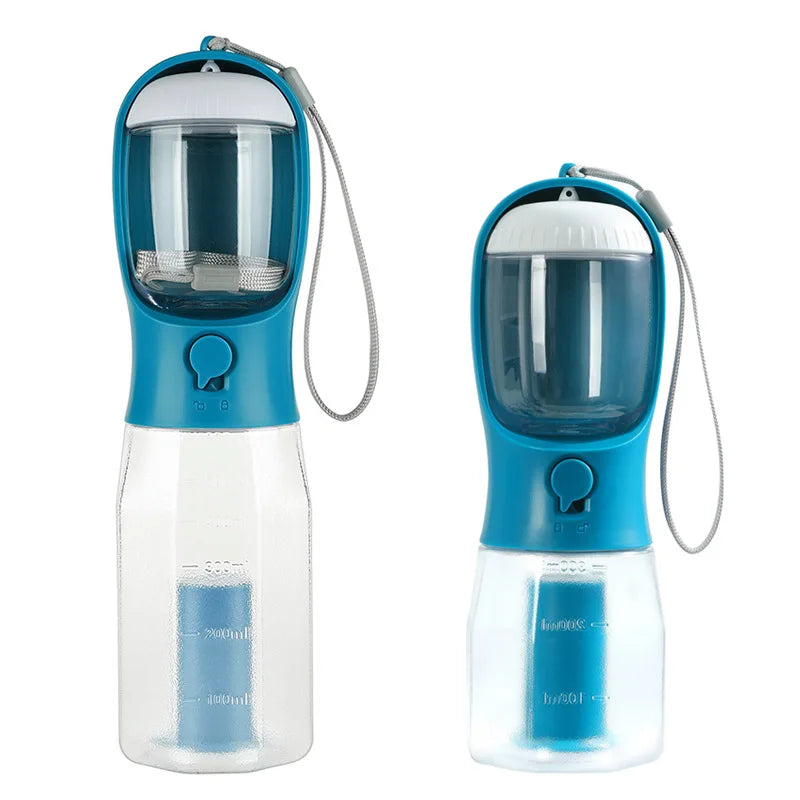 1 Dog Water Bottle Poop Bag Dispenser Portable Pet Feeder Cat Bowl Zpaxo darkblue 300ML