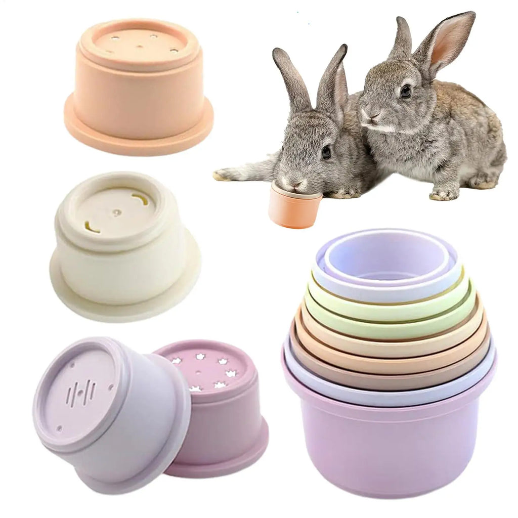 8Pcs Stacking Cups Toys for Rabbits Chinchillas Guinea Pigs Multi-Colored Reusable Plastic Nesting Toys Stacking Cups Set Zpaxo