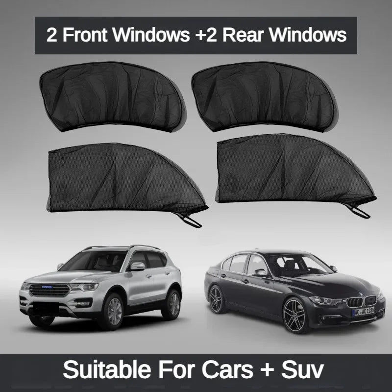 Car Side Window Sunshade – UV Mesh Curtain 2-Pack | SUV & Car