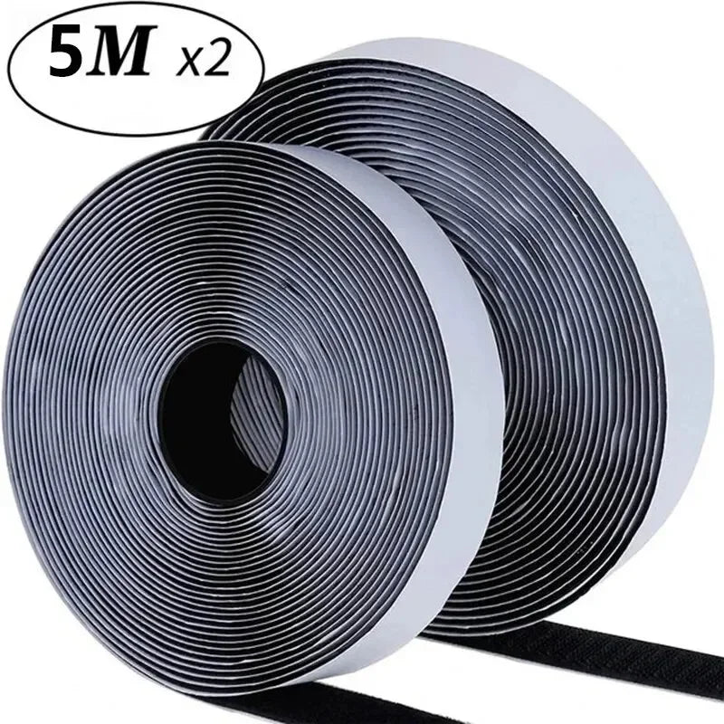 1/3/5M Strong Self-adhesive Fastener Tape Hook and Loop Magic Nylon Sticker Tape Adhesive with Glue Strap for DIY 20MM Zpaxo Black 5meter 20mm Wide