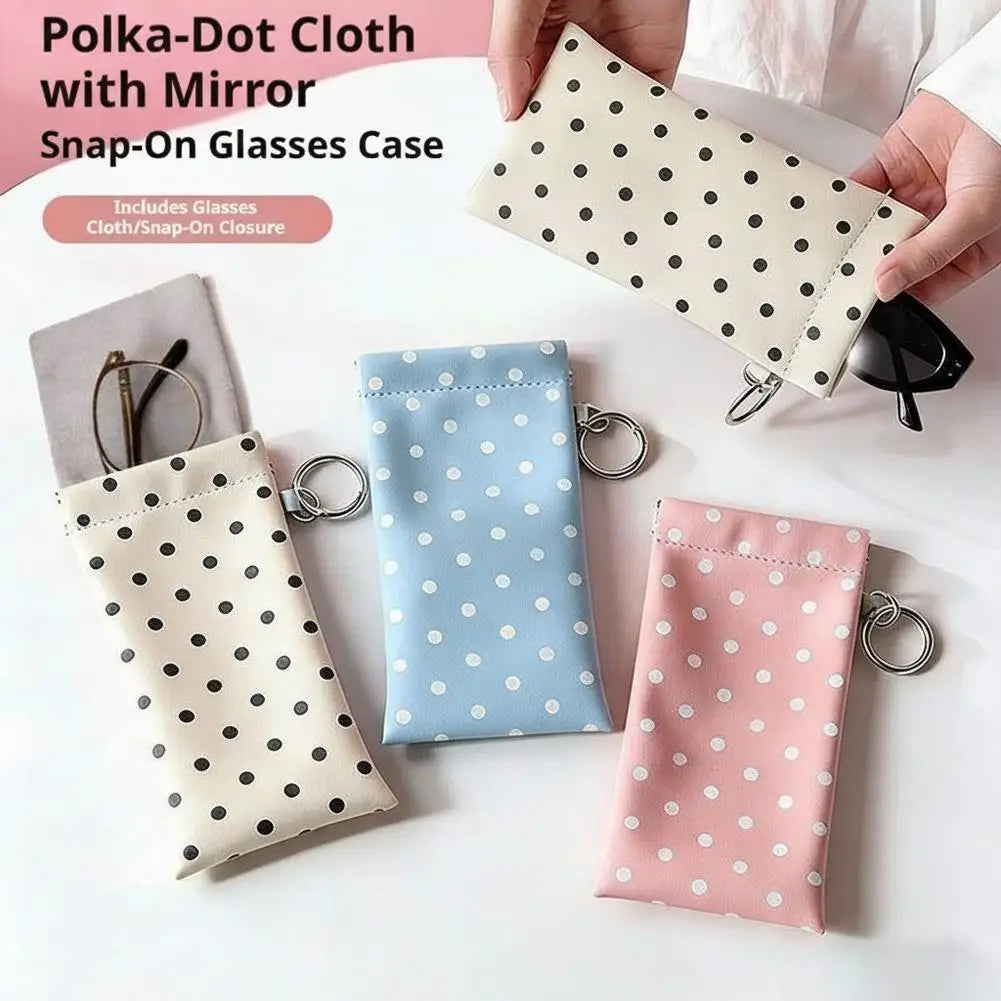 Polka Dot Eyeglasses Case with Cleaning Cloth & Keychain Eyeglasses Case Zpaxo