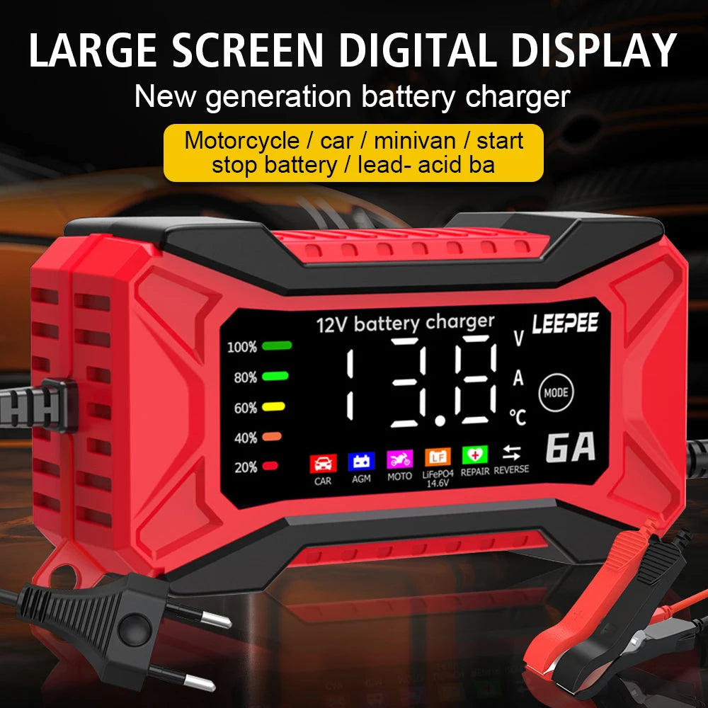 14 6V 10A Iron Lithium Charger Digital LCD Display Smart Battery
