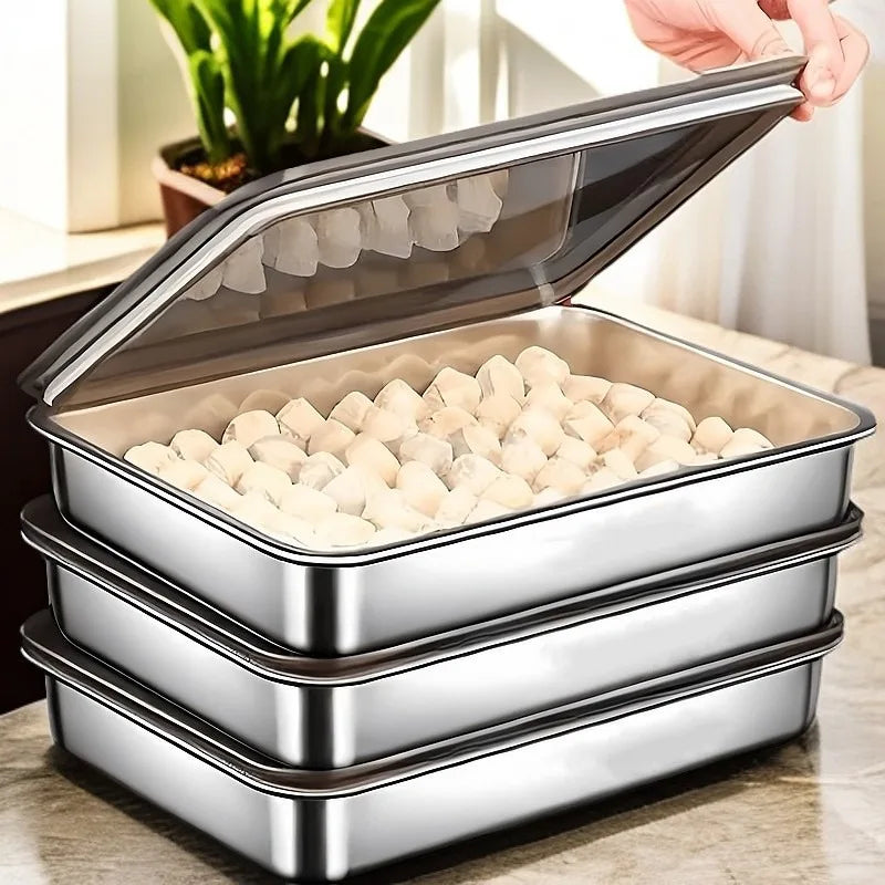 Stainless Steel Covered Rectangular Tray – Dumpling & BBQ Plate Serving Tray Zpaxo