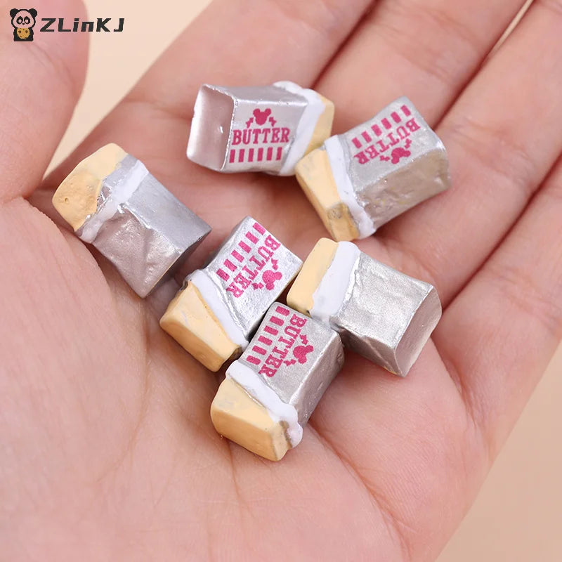 ▶6Pcs Simulation Food Butter Miniature Pretend Play Kitchen Diy Bread Set Toy Breakfast Tableware Doll House Accessories Zpaxo
