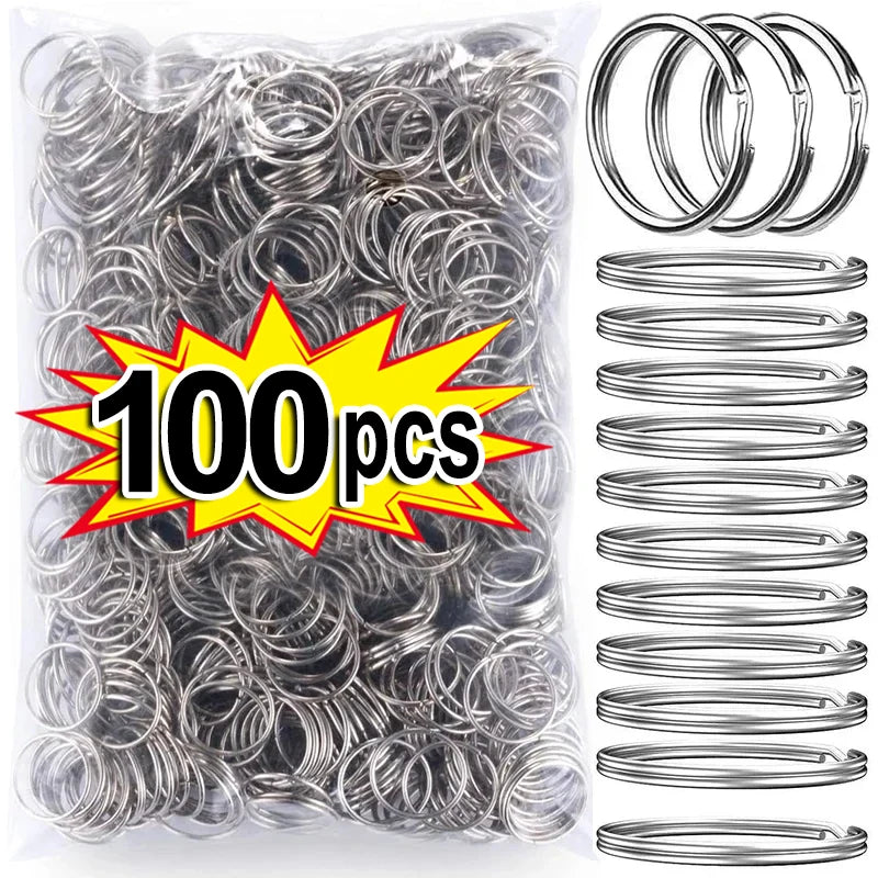 20-200pcs Stainless Steel Key Ring Key Chain 25mm Round Flat Round Split Keychain Polished Metal Blank Circle For DIY Findings Zpaxo 100 pcs