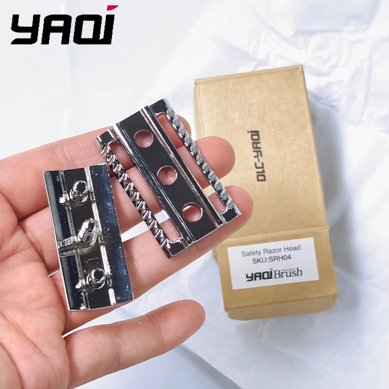 YAQI Scalloped Bar Double Edge Safety Razor Head – Chrome Safety Razor Head Zpaxo