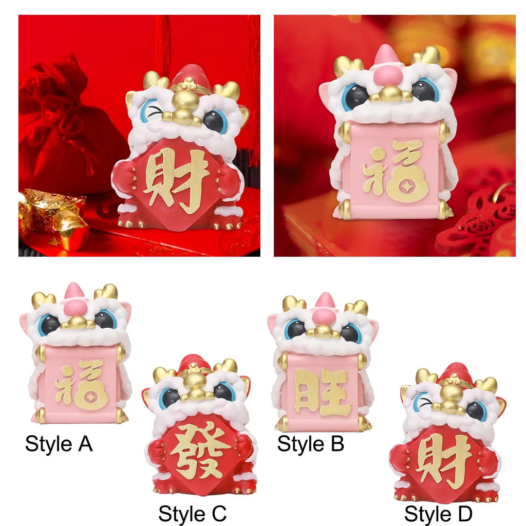 Chinese Lucky Lion Dance Figurine – Feng Shui Desktop Ornament Decorative Figurine Zpaxo