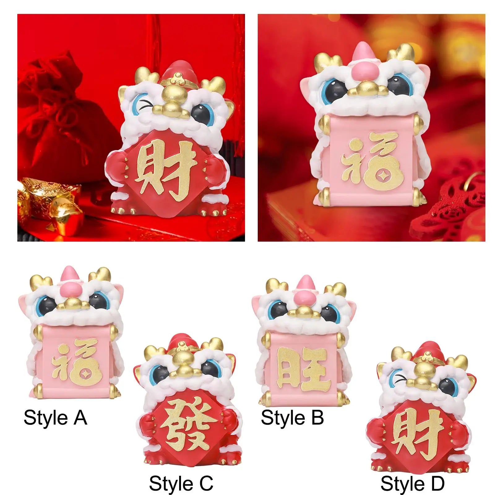 Chinese Lucky Lion Dance Figurine – Feng Shui Desktop Ornament Decorative Figurine Zpaxo