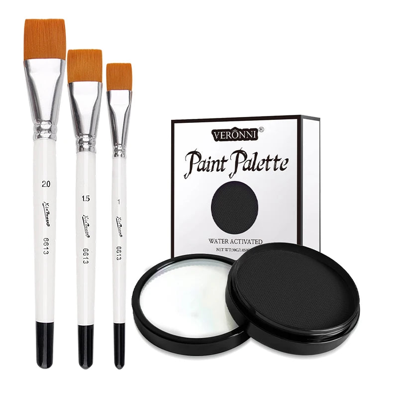 Face Body Painting Palette Non-toxic Safe Monochromatic Water Based Zpaxo 2pcs-black