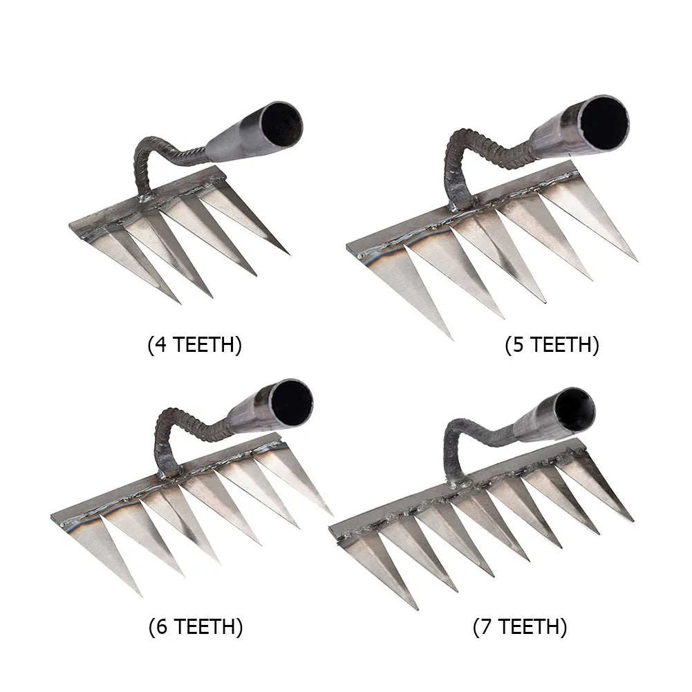 Weeding Hoe Rake Sharp Nail Harrow Grasping Rake Steel Loosening Soil Tool Tooth Garden Hand Rake Tool Agricultural Tools Zpaxo