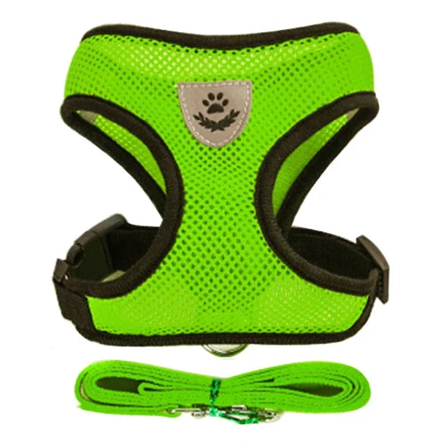 Cat Harness Vest Walking Lead Leash For Puppy Dogs Collar Polyester Adjustable Mesh Dog Harness For Small Medium Pet Accessories Zpaxo green L
