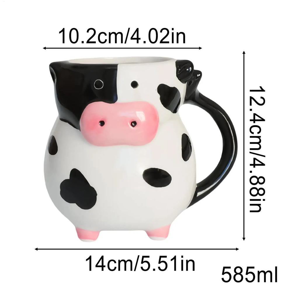 Cow Pattern Coffee Mug Cute Ceramic Milk Cup Handle Tea Chocolate