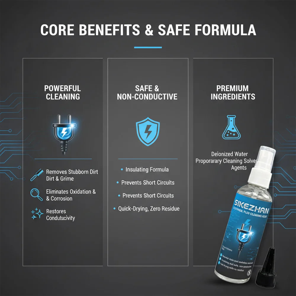 105ml Electronic Plug Cleaner - Restores Conductivity. Non-Conductive Spray Removes Rust & Dirt. Quick Dry, Safe for Connectors. Zpaxo