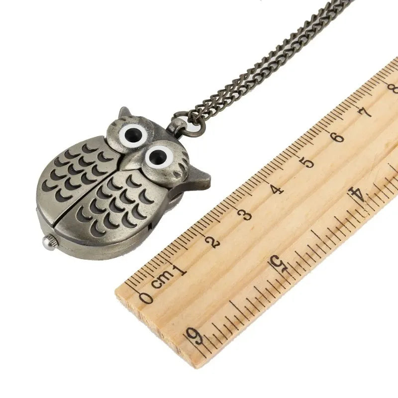 Retro Owl Pendant Necklace Watch – Vintage Unisex Chain Clock Pendant Necklace Watch Zpaxo