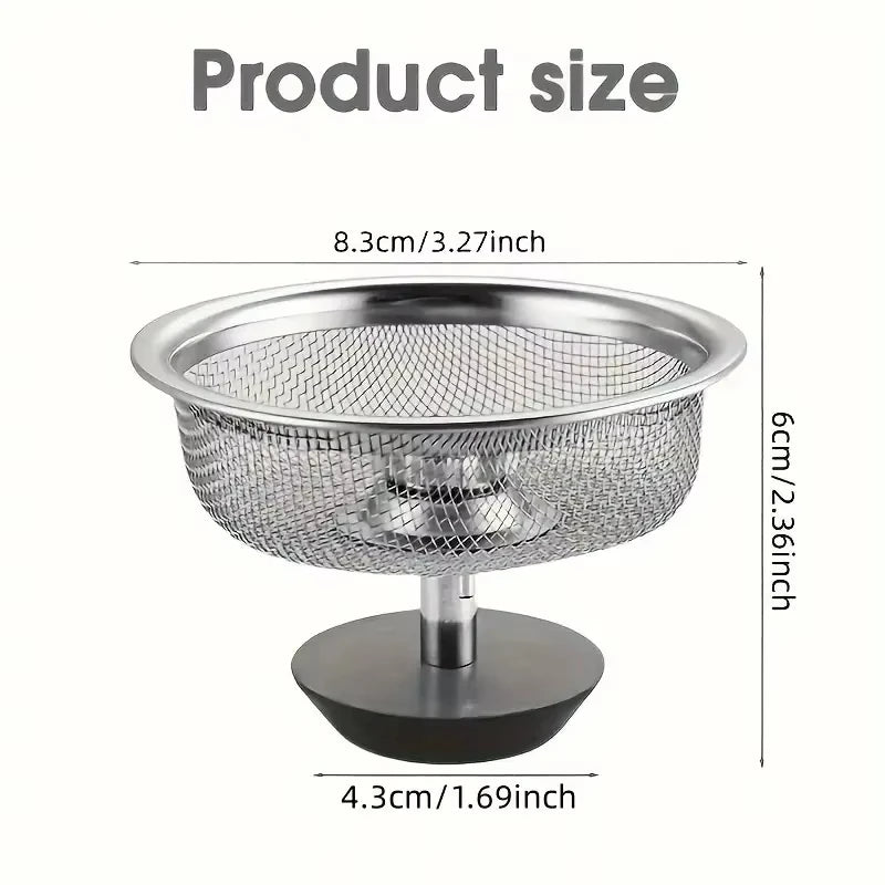 2Set Kitchen Sink Strainer With Handle & Stopper Replacement Drain Basket Stainless Steel Mesh Filter Waste Hole Zpaxo