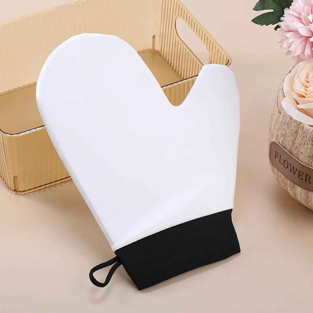 Leather Self-tanning Mitt Washable Quick Dry Tanning Glove Reusable Zpaxo White